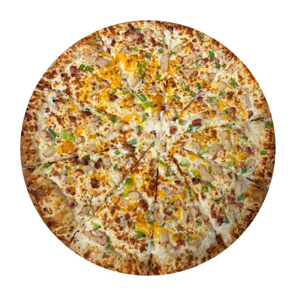Alfredo Chicken Bacon – Jealous Signature Pizzas at Jealous Pizza N Donair, Armstrong BC