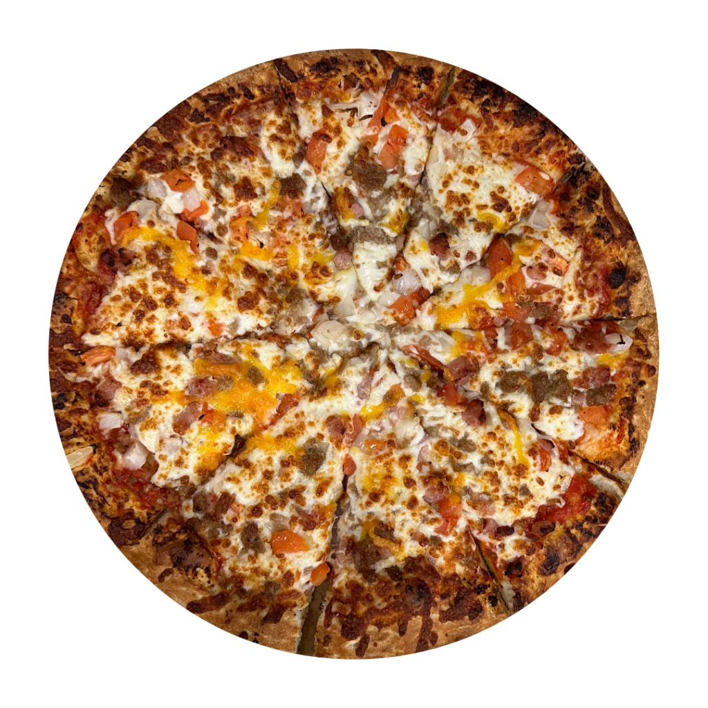 Bacon Cheeseburger – Gourmet Pizzas at Jealous Pizza N Donair, Armstrong BC