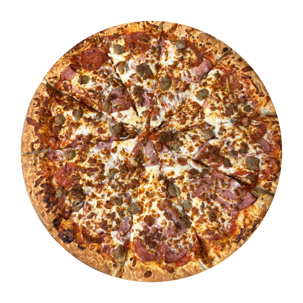 Meat lovers pizza from Jealous Pizza N Donair in Armstrong, BC